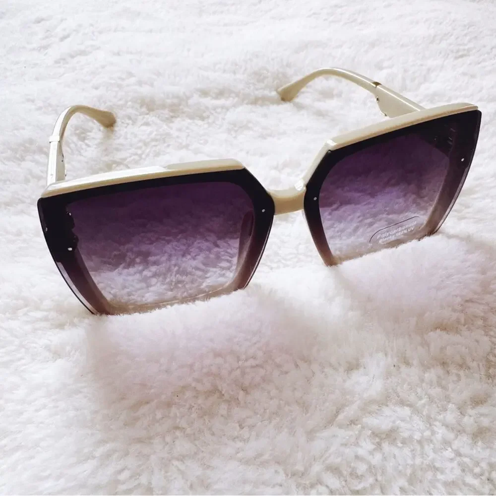 Gloria Cream Square Oversized Sunglasses